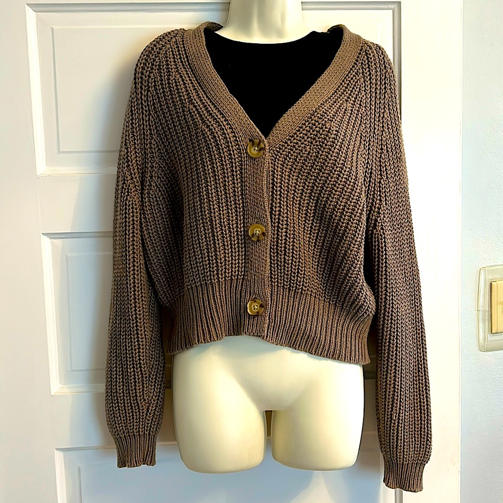 A New Day Light Brown Knit Cardigan Small
